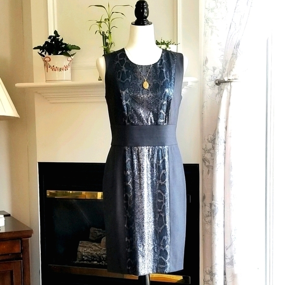 Calvin Klein Sequin Dress Size 6 Sleeveless Grey Lined - Picture 1 of 7